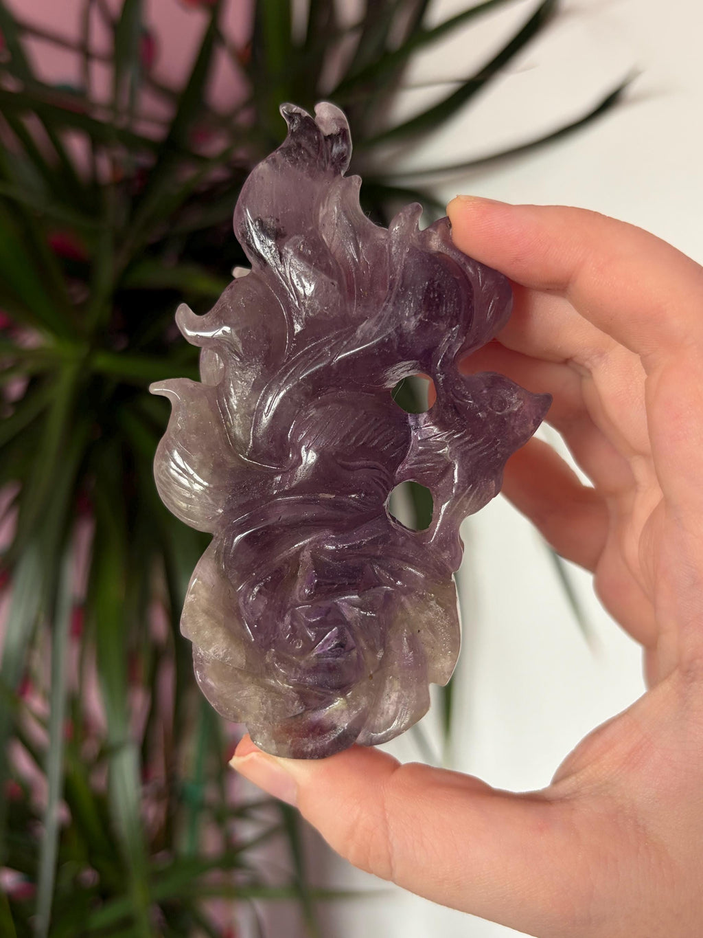 Amethyst Nine Tail Fox on Custom Stand