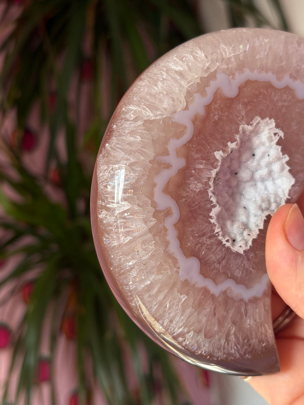 Big Druzy Agate Moon on stand