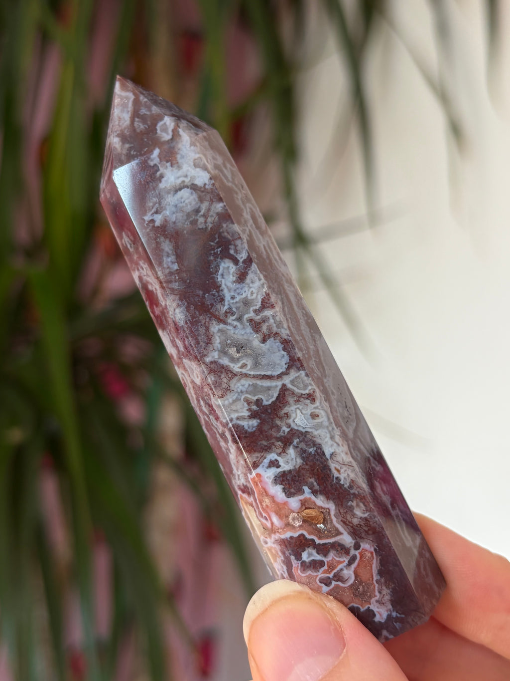 Red Moss Agate Tower