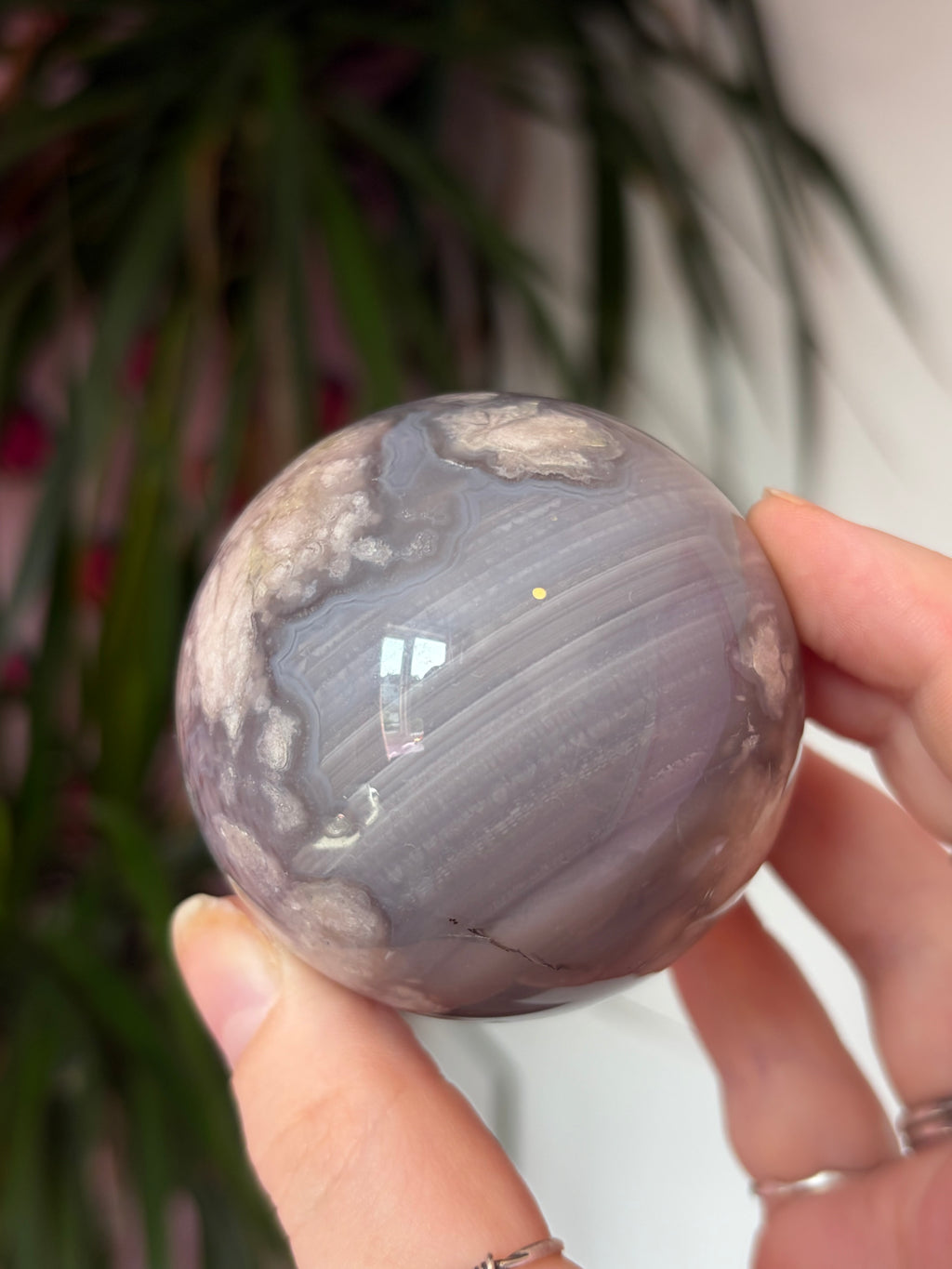 Flower Agate Sphere - Dark Toned
