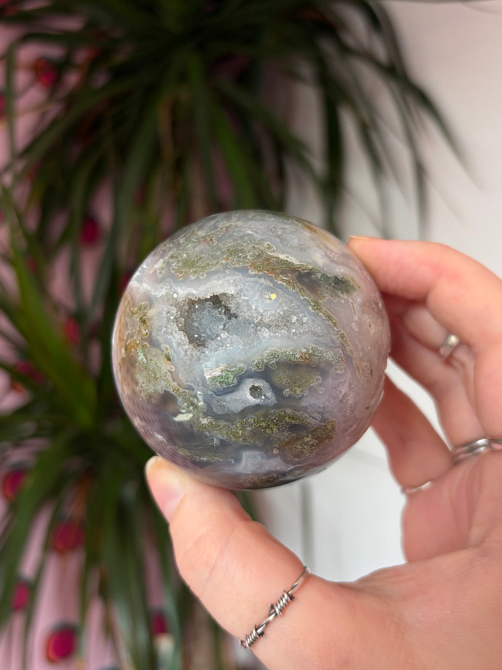 Druzy Moss Agate Sphere