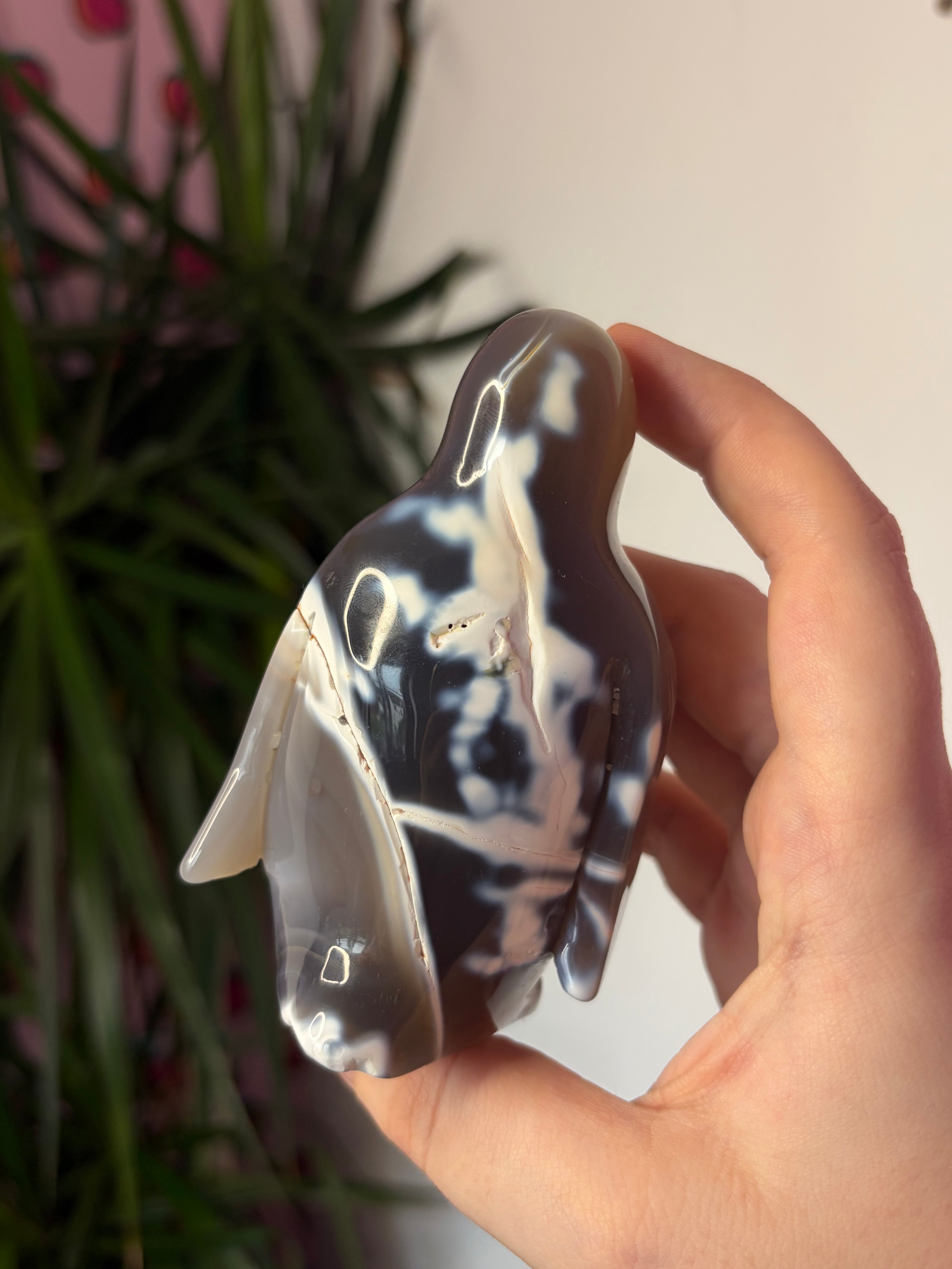Orca Agate Penguin with Baby