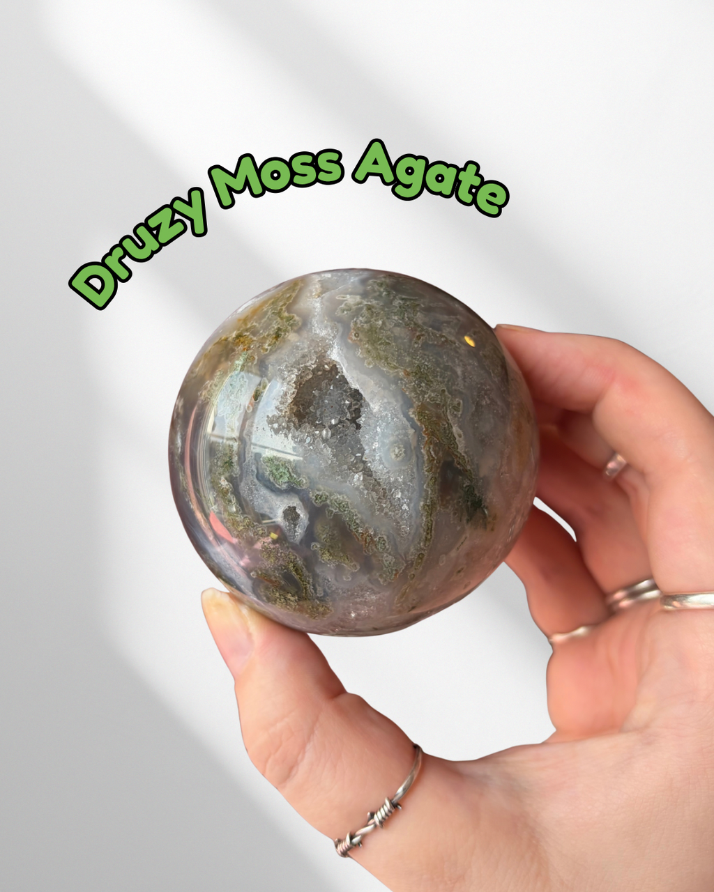 Druzy Moss Agate Sphere