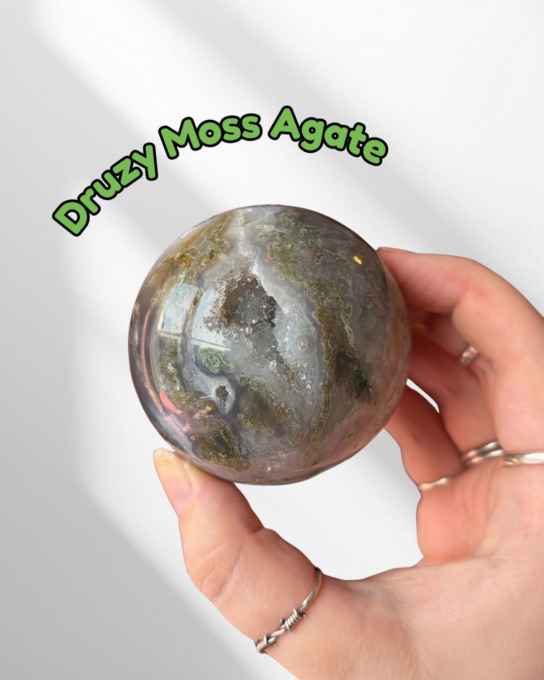 Druzy Moss Agate Sphere