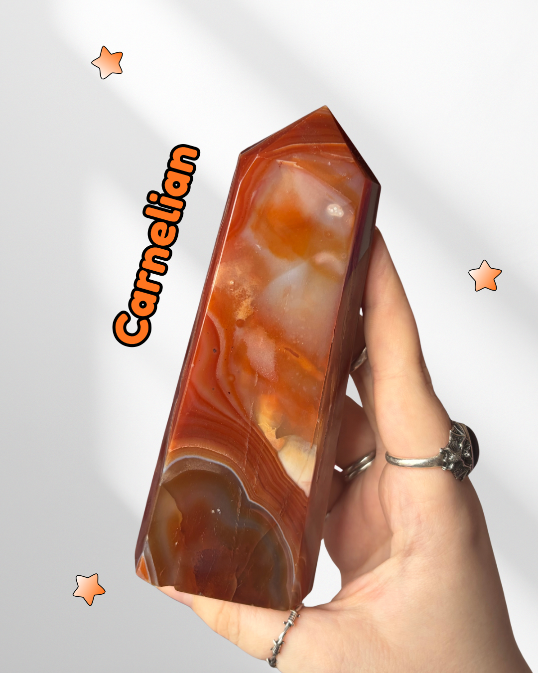 Carnelian Tower with Quartz back
