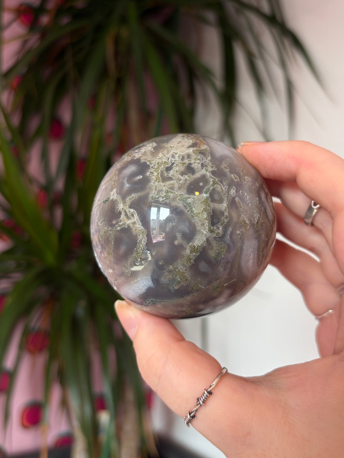 Druzy Moss Agate Sphere