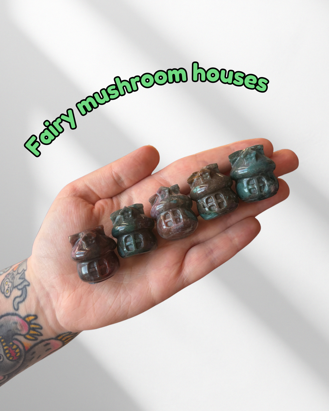 Ocean Jasper Fairy Mushroom Houses