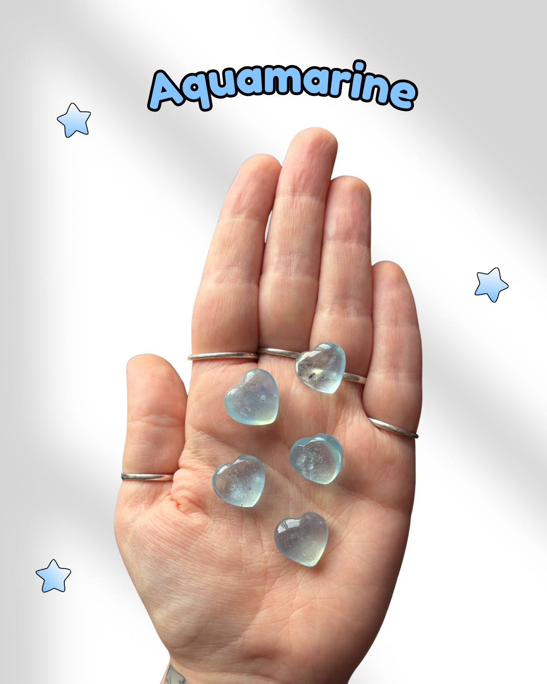 Tiny Aquamarine Hearts