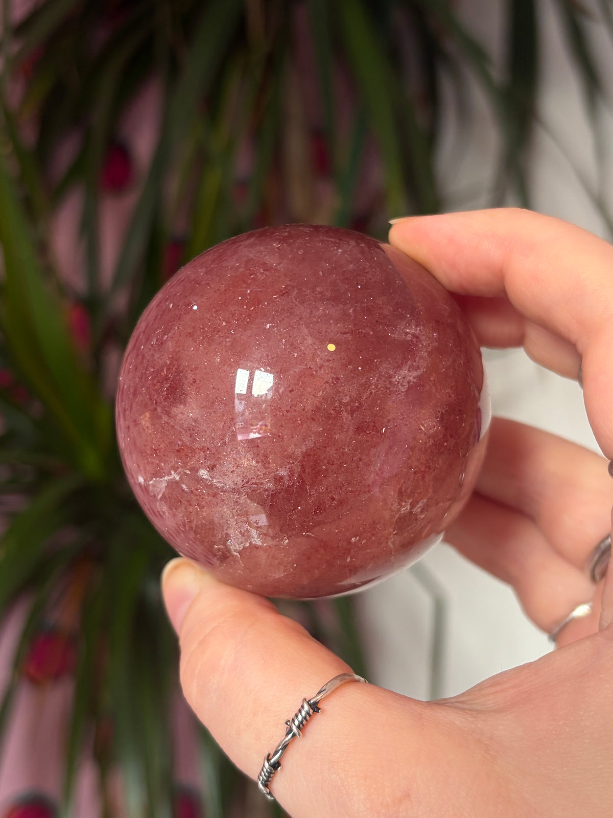 Sparkly Strawberry Quartz Sphere