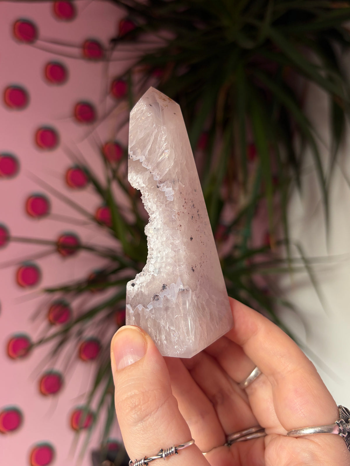 Sparkly druzy agate obelisk
