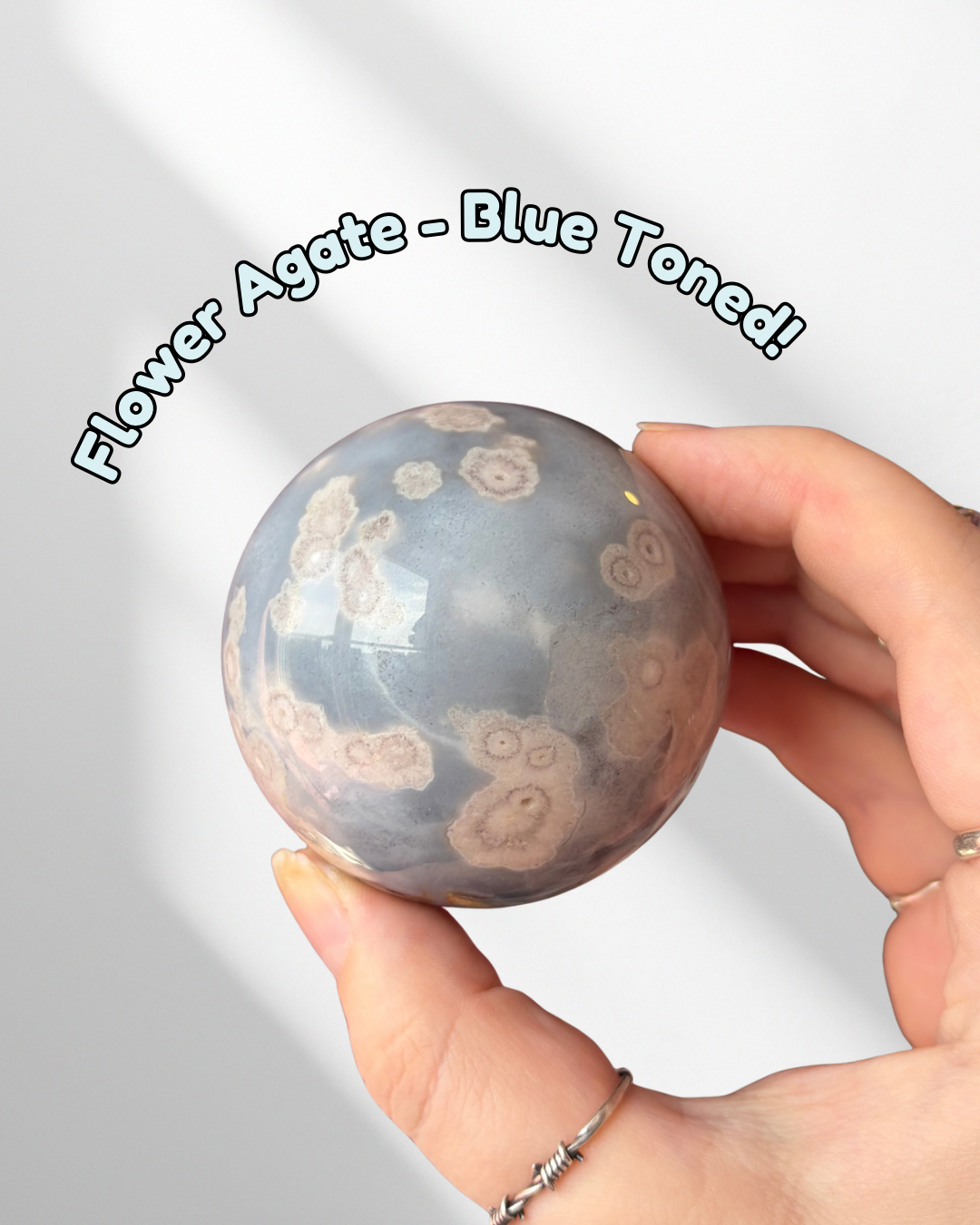 Flower Agate Sphere - Blue Toned