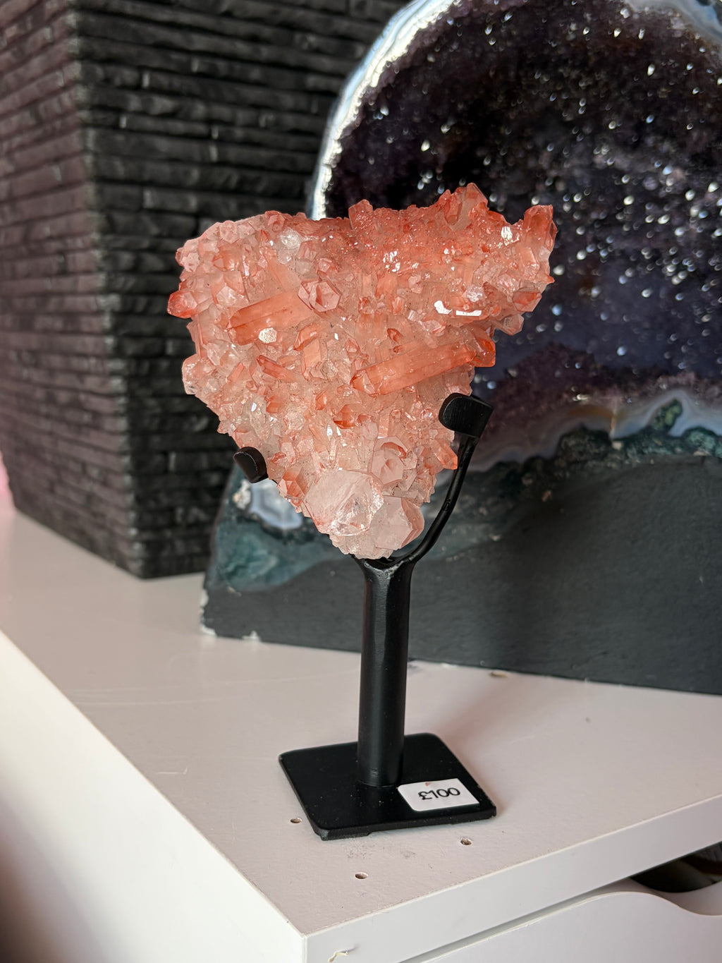 Sparkly Pink Lithium on custom stand