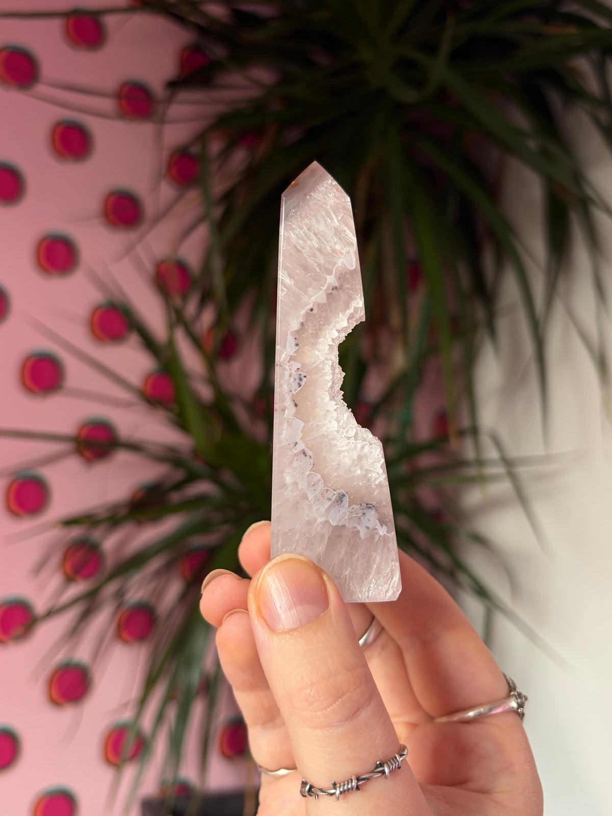 Sparkly druzy agate obelisk