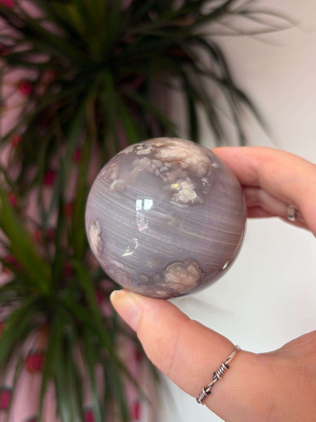 Flower Agate Sphere - Dark Toned