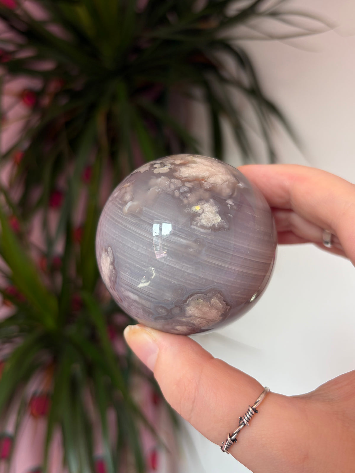 Flower Agate Sphere - Dark Toned