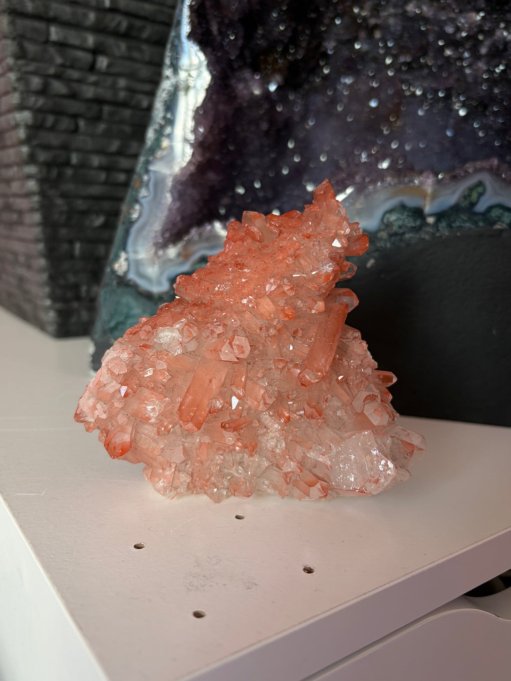 Sparkly Pink Lithium on custom stand