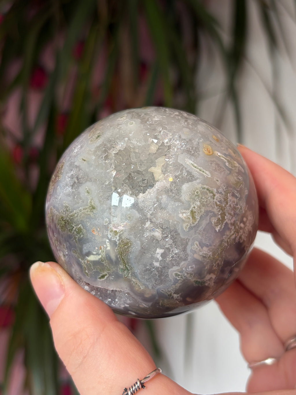 Druzy Moss Agate Sphere
