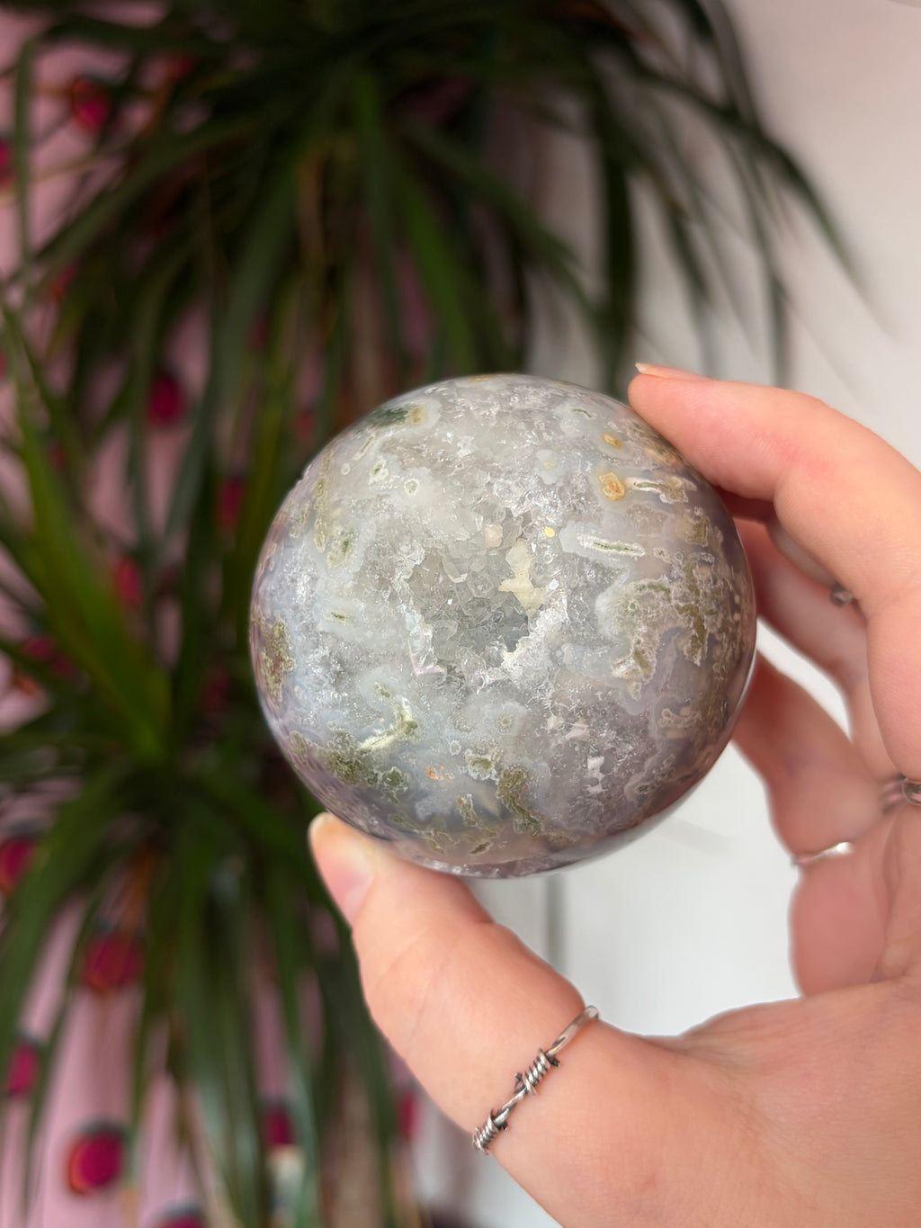 Druzy Moss Agate Sphere