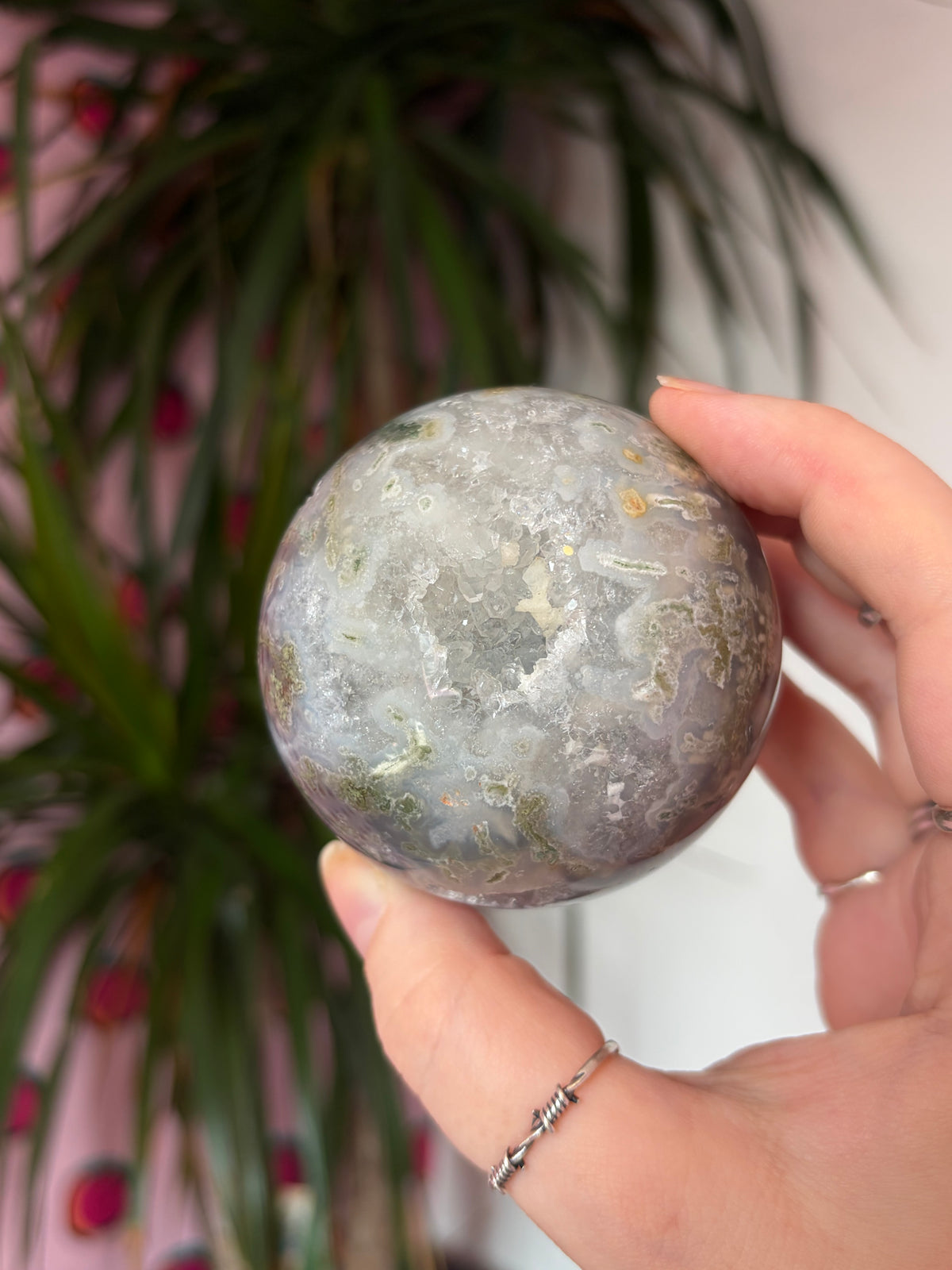 Druzy Moss Agate Sphere