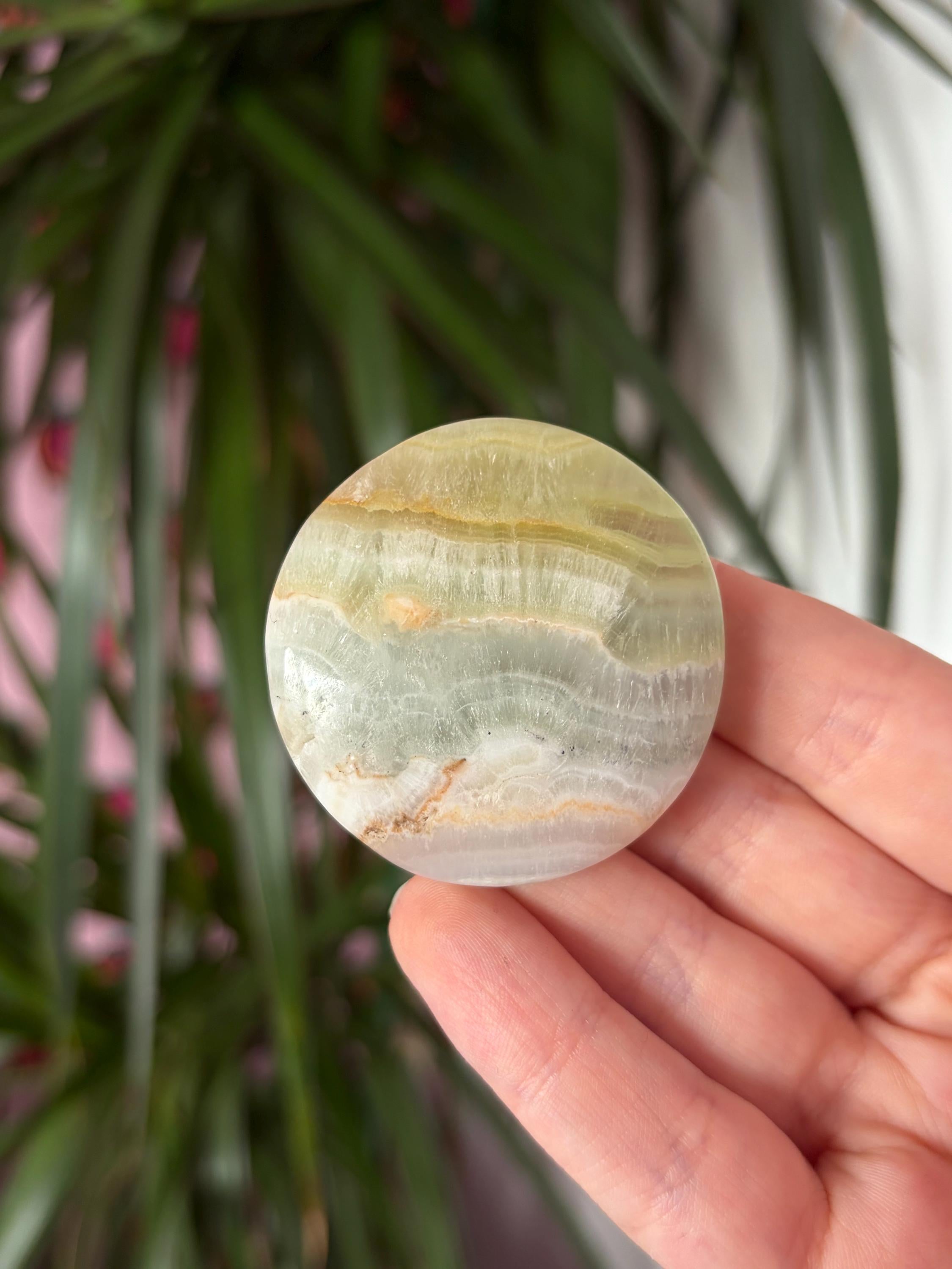 Pistachio Calcite Button Palmstone