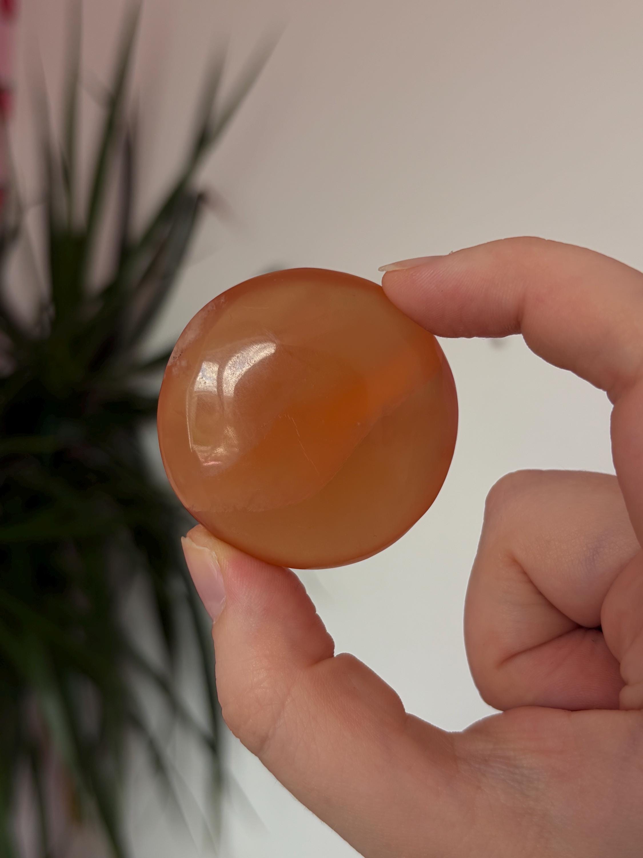 Honey Calcite Button Palmstone