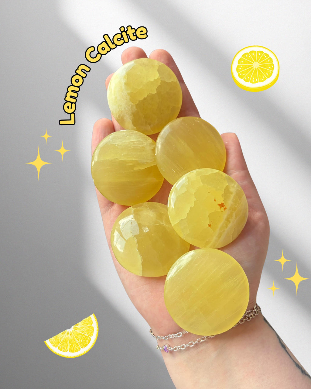 Lemon Calcite Button Palmstone