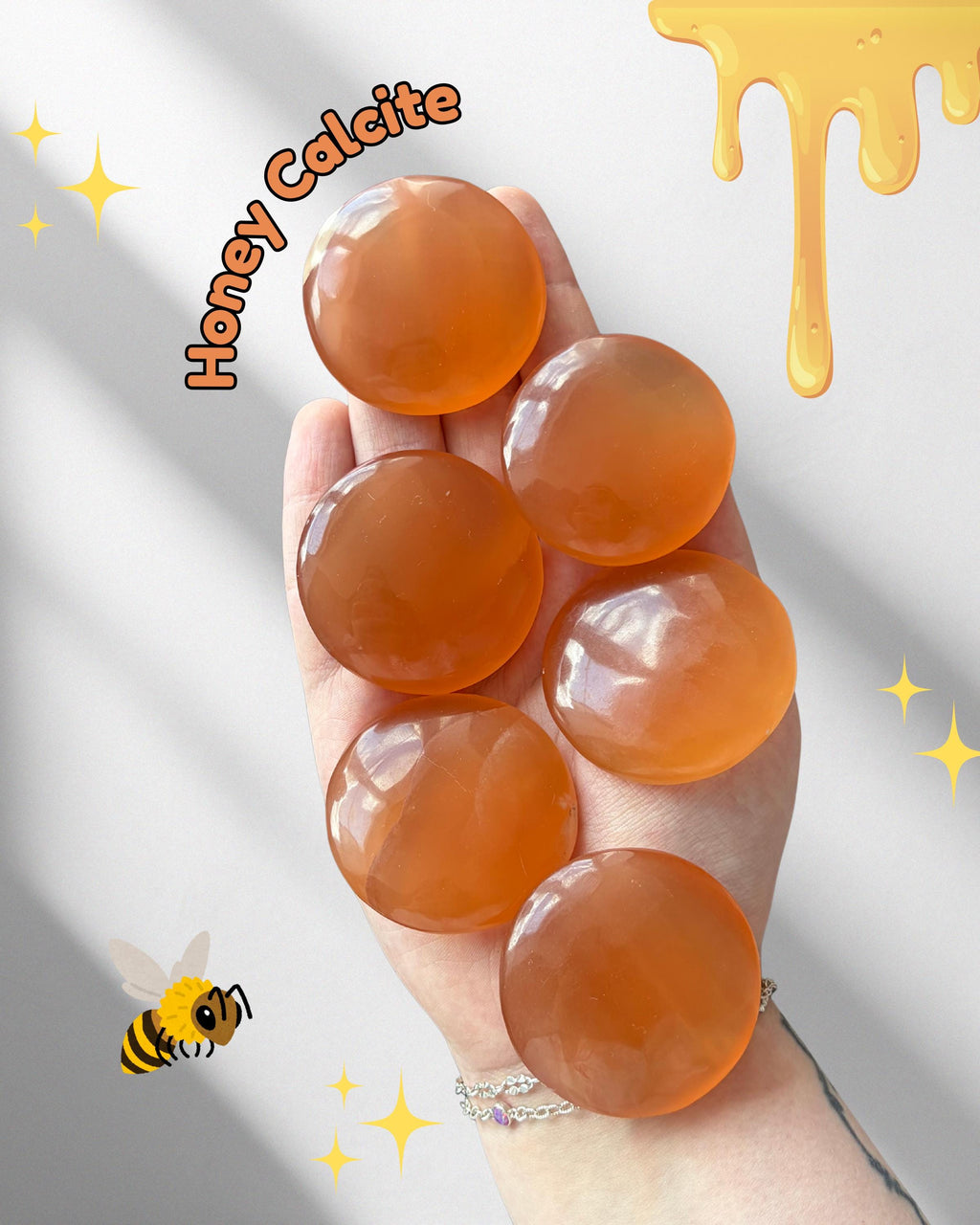 Honey Calcite Button Palmstone