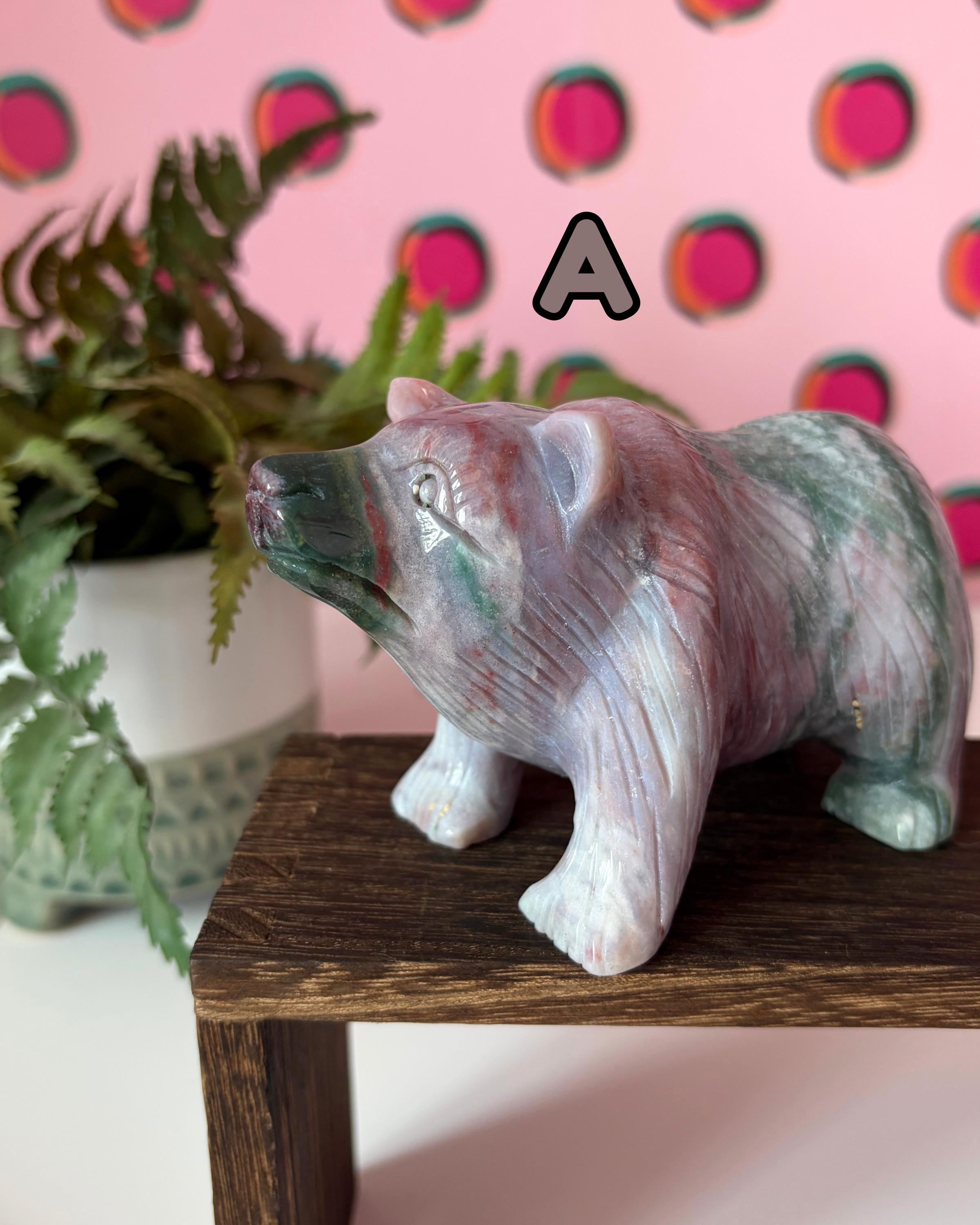 Sea Jasper Bear Carving