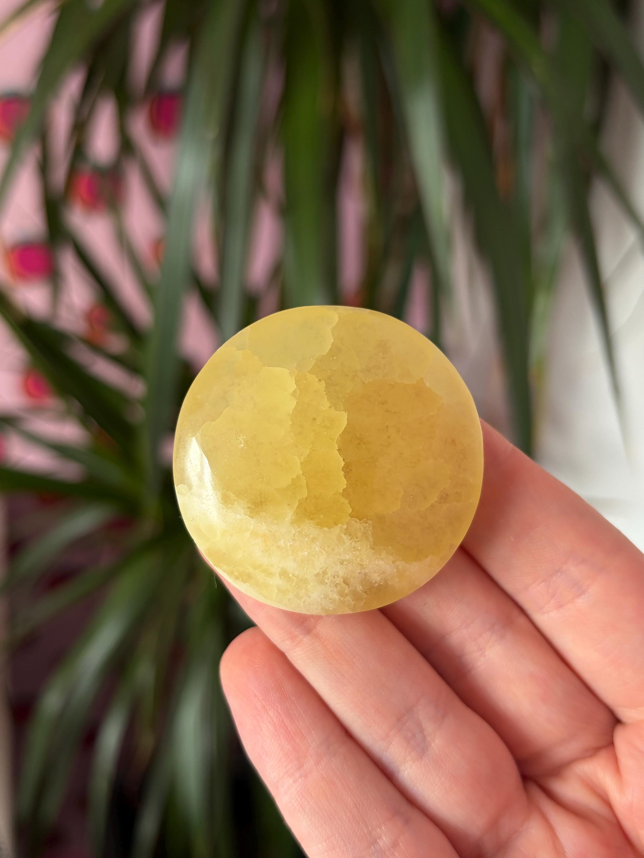 Lemon Calcite Button Palmstone