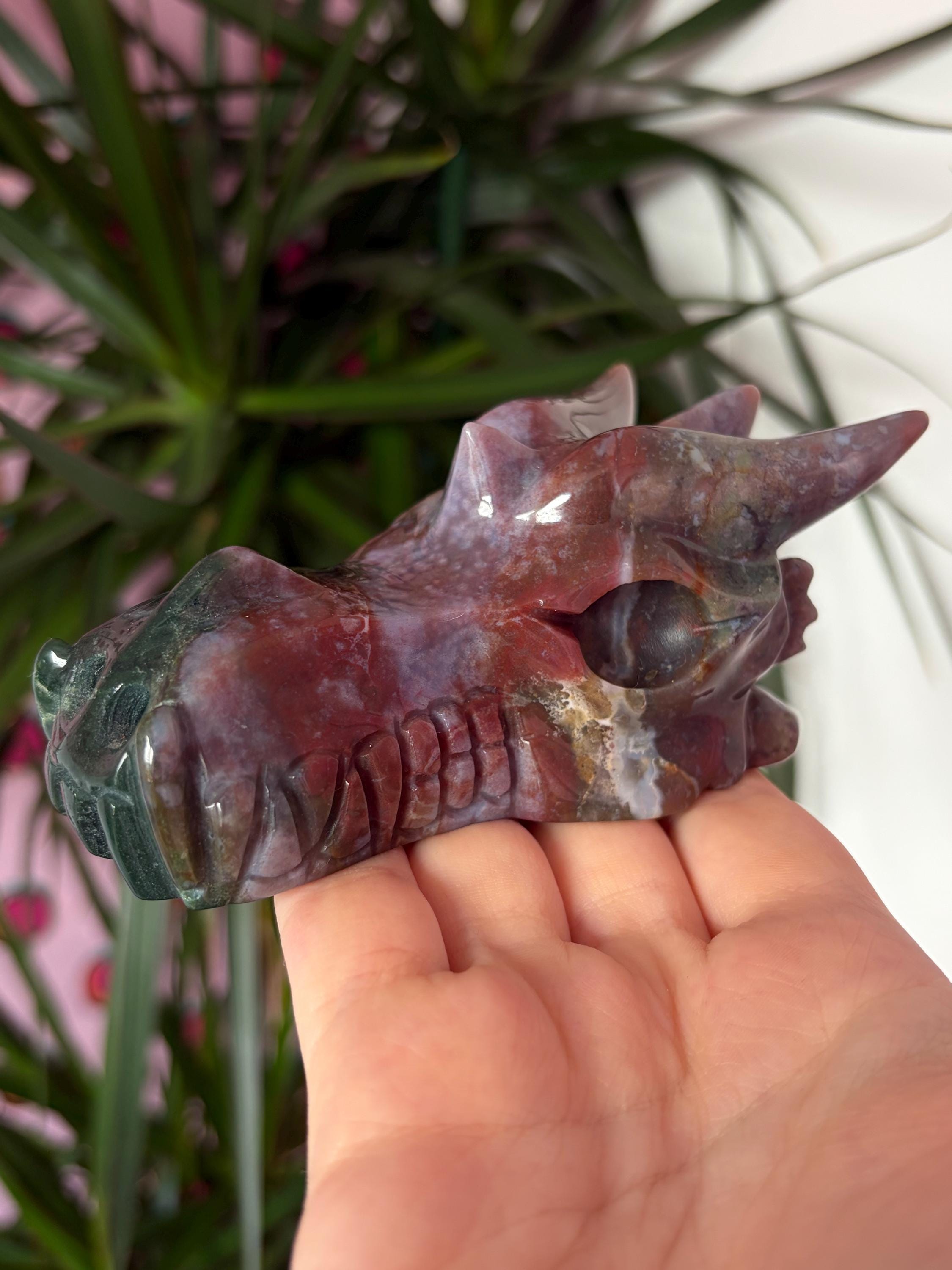 Sea Jasper Dragon Skull