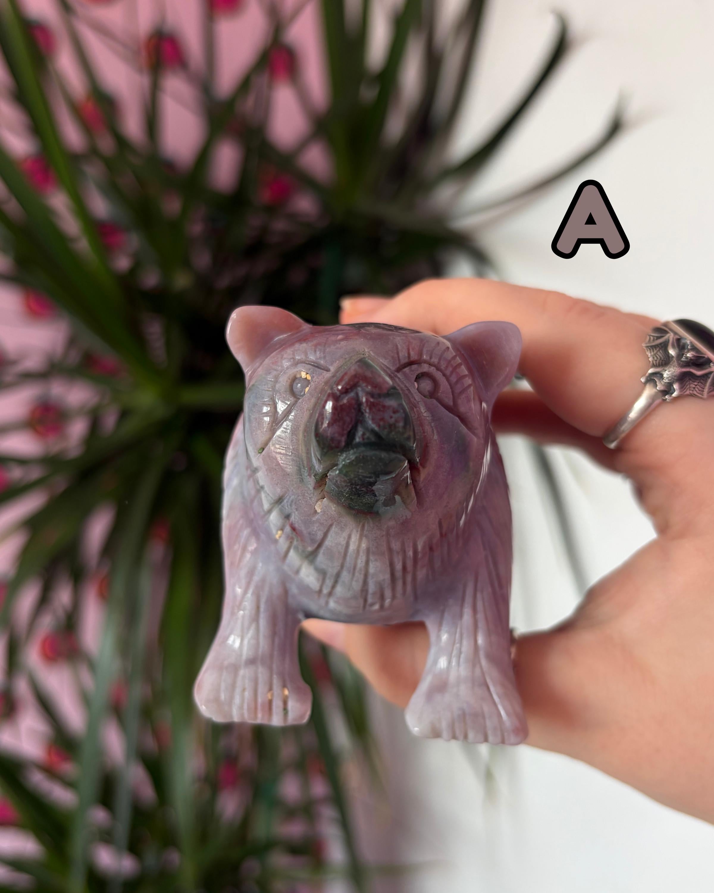 Sea Jasper Bear Carving